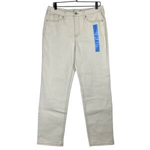 Seven7 Slim Straight Jean Womens Sz 10 Bone White High Rise Stretch Beachy NEW